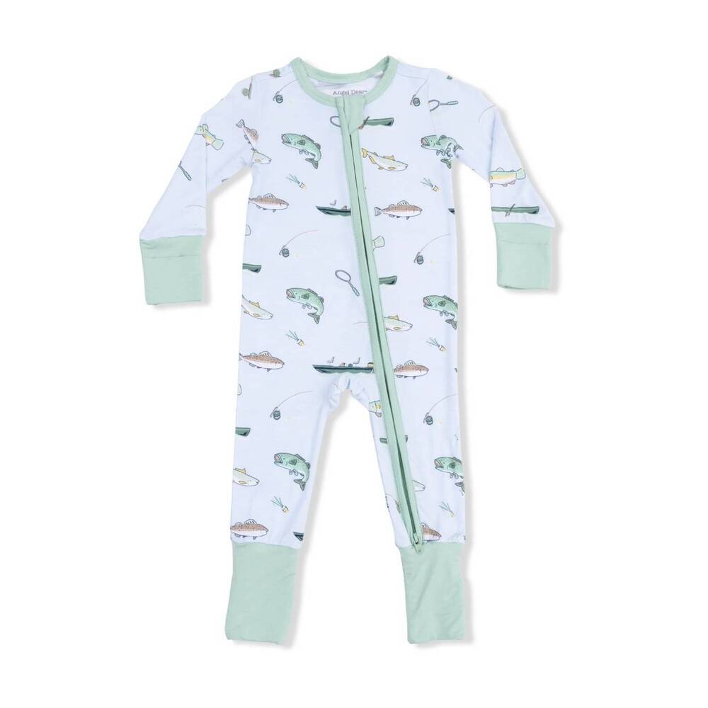 NEW ANGEL DEAR kids fishing bamboo convertible romper in blue